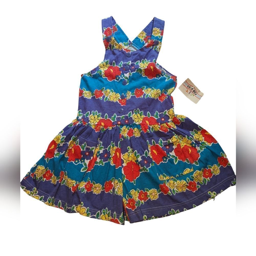 Vintage J.I.T just for kids floral‎ short romper size 14 youth nwt